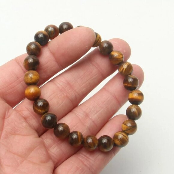 8mm Natural tiger's-eye Reiki Gemstone Bracelet Crystal Quartz Healing Decorate - Picture 1 of 6